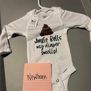 Gerber White Bodysuit - Jingle Bells Diaper Design